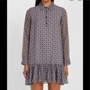 FRANK AND OAK Printed Polo Chiffon Dress Large